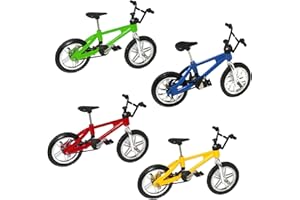 SKJAXF 4 Pcs Mini Bmx Simulation Finger Mountain Bike, Metal Finger Toy Bikes, Miniature Bicycle Model Collections Decoration, 4 Colors