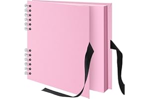 Remowith 20,5 x 20,5 cm 40 Seiten DIY Scrapbook Fotoalbum Hardcover Kraft Blankose Erinnerungsbuch für Hochzeit Jubiläum Familie Baby Rosa