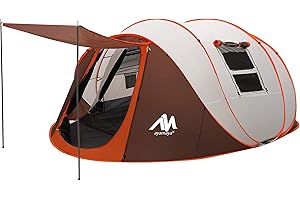 6 Person Easy Pop Up Tents for Camping - AYAMAYA Double Layer Waterproof Instant Tent with Vestibule & Porch, Large Size Family Tent Automatic Setup for 4-6 People Camping Hiking (Poles Included)