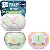 Philips Avent Ultra Air Nights Pacifiers: Anatomically Designed for Babies 6-18 Months, Glow in the Dark Symmetrical Soft Sil