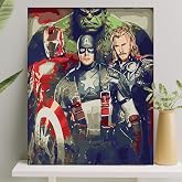 Palmiye Hobi Sanat Sayılarla Boyama Tuval Seti Fır&ccedil;a Boya Dahil (&Ccedil;ıtalı) 40x50 CM - Avengers