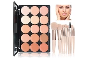 WishesMar Concealer Palette Color Corrector Augenringe fit You Make Up Camouflage Concealer 15 Shades Farbe mit 8 Stöcke Make-up Pinsel für Tägliche und Professional Make up #B