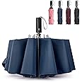 G4Free UPF 50+ UV Protection 54 Inch Large Reverse Travel Umbrella, 10 Ribs Windproof Compact Sun Blocking Inverted Car Umbrellas Automatic Open Close