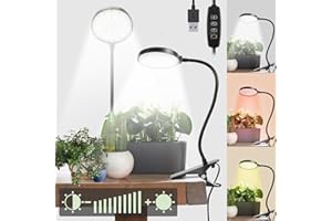 Bufccy Grow Lights for Seed Starting, 6000K Full Spectrum Grow Lights for Indoor Plants Like Succulents, Fruits and Vegetables, Plant Light with Auto On Off Timing, 9 Dimming, 360 Degree Adjustable
