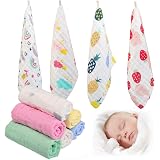 Set 10 Salviette In Mussola 100% Cotone Per Neonati, 23x23 Cm, Morbide E Assorbenti, Multiuso, Colore Casuale - 2