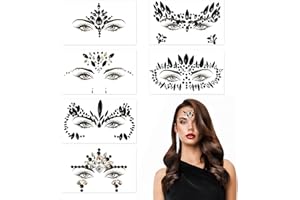 CHIFOOM 6STK Gesicht Strasssteine Glitzersteine Selbstklebend Festival Edelsteine Halloween Gesichtstattoo Steine Schmucksteine für Tag Der Toten Party Karneval
