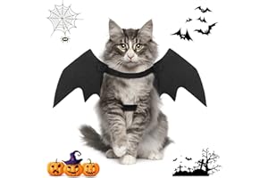 ACXILEXY Kostium na Halloween dla zwierząt domowych, kota, nietoperza, skrzydła dla małych kotów i psów, zabawne dekoracje świąteczne, ubrania, Halloween, akcesoria (XS)