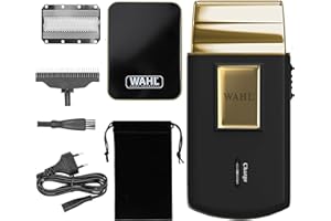 ‎WAHL Wahl Travel Shaver Gold Edition- Schnurloser und wiederaufladbarer Elektrorasierer für Männer, ideal für Reisen, zum Schneiden von Haaren und Bart, kompakt und tragbar