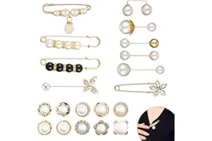NCOALE Anti Exposure Fixed Brooches Set, 20 PCS Modesty Pins Shirt Brooch Cover Up Brooch Pins Safety Invisible Buttons Sweater Shawl Clip Safety Pearl Pin