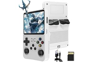 Drqzwp R36s Consola Retro Portatil Mejorada, Función de Archivo Manual, Botones Ergonómicos, Tarjeta TF de 64/128 GB, más de 15 000 Juegos Clásicos Retro y Compatibilidad para Añadir más (Blanco/64G)