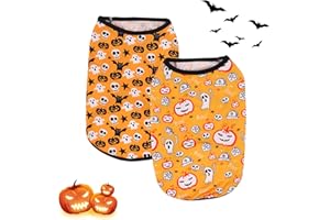 MTBRICEY 2 Piezas Halloween Suéter para Perros Calabaza Jersey para Perro Abrigos de Invierno para Perros Ropa Cálida para Mascotas Disfraz Chaqueta Chaleco para Cachorros Gatos Perros (Naranja-L)