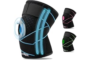 LOW&EE® Genouillères Ménisque et Ligament Sport Réglable - Genouillères Gym - Genouillère rotulienne complète - Genouillère Crossfit - Genouillère Unisexe en Néoprène avec Silicone (Noir/bleu)