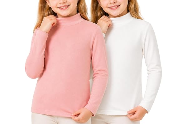 FILOWA Termisk tröja för barn 2 set varm T-shirt, 5–13 år | Mjuka vinterunderkläder, halvsvan hals höst topp, långa ärmar termiska kläder, tröja skjorta för kallt väder
