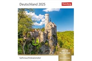 Deutschland Sehnsuchtskalender 2025 - Wochenkalender mit 53 Postkarten: Reise-Kalender mit 53 hochwertigen Postkarten der schönsten Plätze ... 16 x 17,5 cm (Sehnsuchtskalender Harenberg)