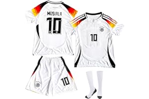 COQOYO Children's Football Jersey Set, Home Number 10 Football Jersey for Boys and Girls from 6-13 Years, Breathable and Quick-Drying Football Training Jersey with Short Sleeve Shorts Socks, White