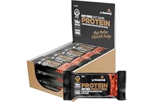 GET BUZZING Getbuzzing High Protein Nut Free Flapjack- Chocolate Fudge 55g - Healthy Snack Bars - Gym, Running, Cycling - Pure Protein Made in The UK - Pack of 12 Bars