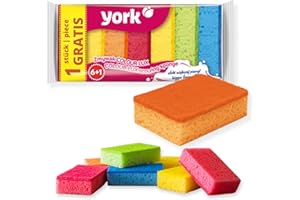 York Prestige Spülschwamm 7er Set Topfreiniger Geschirrschwamm Küchenschwamm Reinigungsschwamm Scheuerschwamm Küche 10 x 7 x 3 cm 7 Stück, Schaum, viele Farben, Standard, 7