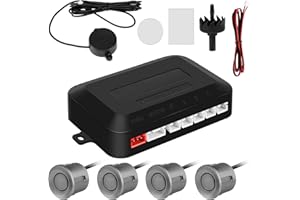 Bopfimer Sensor De Aparcamiento De Coche Parktronic 4 Sensores 22 Mm con Zumbador De Zumbador De De Respaldo Inverso-Gris