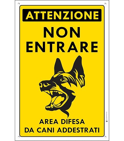 Cartello Attenzione Cane Da Guardia - Personalizzato Cane-lupo