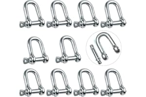 HJFH Grilletes M5 Grillete D anillo Grilletes Acero Inoxidable 304 para construcción resistente se puede conectar con cadenas y cuerdas 10 Piezas