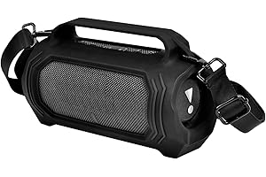 CASMILEE Custodia in silicone per JBL Charge 5 altoparlante Bluetooth portatile impermeabile, pelle gel di protezione da viaggio, sacchetto di gomma impermeabile con tracolla (nero)