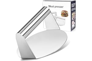 COLEESON Stainless Steel Burger Press, Heavy-Duty Bacon Grill Burger Smasher, 5.5" Round Grill Press, BBQ Griddle Accessories for Bacon Hamburger Steak Meat