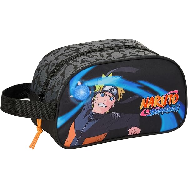 Trousse Scolaire Naruto Noir Bagtrotter - 2 Compartiments, Dimensions 23x7x10 Cm, En Polyester Résistant - 6