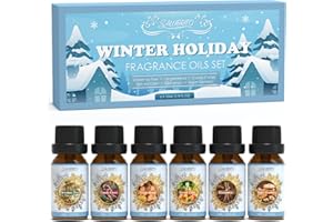 SALUBRITO Winter Essential Oils Set, Premium Holiday Fragrance Oils Gift Set for Diffuser, Home, Candle, Soap Making, Cinnamon, Gingerbread, Candy Cane, Christmas Tree, Spiced Cider, Sugar Cookies