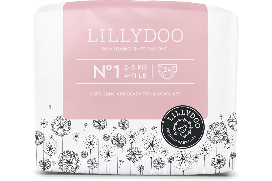 LILLYDOO hautfreundliche Windeln, Größe 1 (2+ kg), 24 Stück | Sicherer Auslaufschutz, Weich, Ohne Parfüme & Lotionen für empfindliche Haut, Dermatologisch getestet