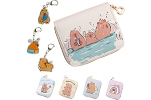 LHLZNB Anime capybarazip Wallets 3 PCS Keyring Set,Purse for Teenage Girls,PU Leather Wallets with Zipped Coin Holder and Card Slots Featuring Tails and Knuckles (Three hot Spring Water Dolphins)
