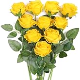 JUSTOYOU 10 Pieces Rayon Pink Bouquet Decoration Wedding Party Birthday Decoration Indoor Outdoor (Yellow)