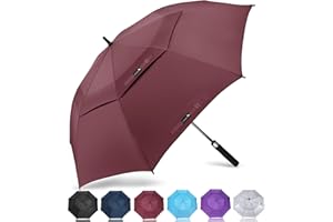 ZOMAKE Grand Parapluie de Golf XXL - Parapluies de Golf Grande Taille 2-3 Personnes Anti Tempete - Extra Large Automatique Umbrella Golf Double Canopée De Homme Femme(Marron)