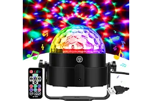 Bola Luces Discoteca LED, 7 Colores RGB Luz con Sonido Activado, 4M USB | Rotación de 360 , Ideal para Cumpleaños, Discoteca, Fiesta, Bar, Navidad, Bodas
