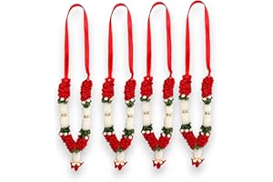 LOVENSPIRE Set of 4 (4 inches)- Mini Idol Mala, Makhamali Bhagwan Haar, Artificial Indian Pooja Garland, Puja Items,Ganapati Krishna Decor, Photo Frame