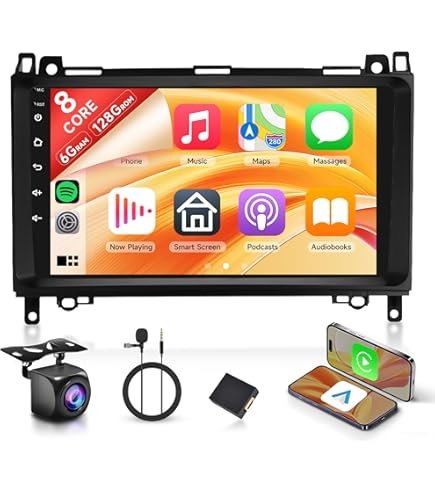 4G+64G] Android 13 Autoradio Pour Mercedes Benz A/B Class W169 W245 B200 W639 Vito Viano W906 Sprinter Avec Carplay Android Auto,9" écran Tactile Avec GPS WiFi BT FM/RDS EQ+caméra Arrière+Canbus