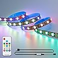 WS2812B 60LED/M Addressable RGB LED Strip Light, USB Powered with Remote Control DC 5V Flexible 3.3FT 60 Pixels 5050 SMD Dream Color No-Waterproof IP33 Black PCB LED Strips for DIY Projects