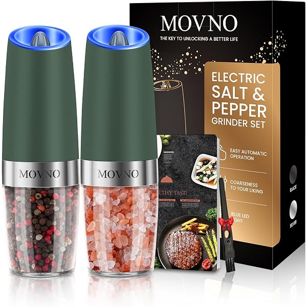 KIARYUOLL Rechargeable Electric Salt & Pepper Grinder Set - Adjustable Coarseness With LED Light - View #9