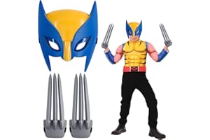 DONGCILL Set di 2 artigli di Wolverine, artigli di Wolverine per adulti con maschera illuminata, accessorio per artigli giocattolo di Wolverine, per bambini dai 5 anni in su, cosplay di lupo mannaro argento.