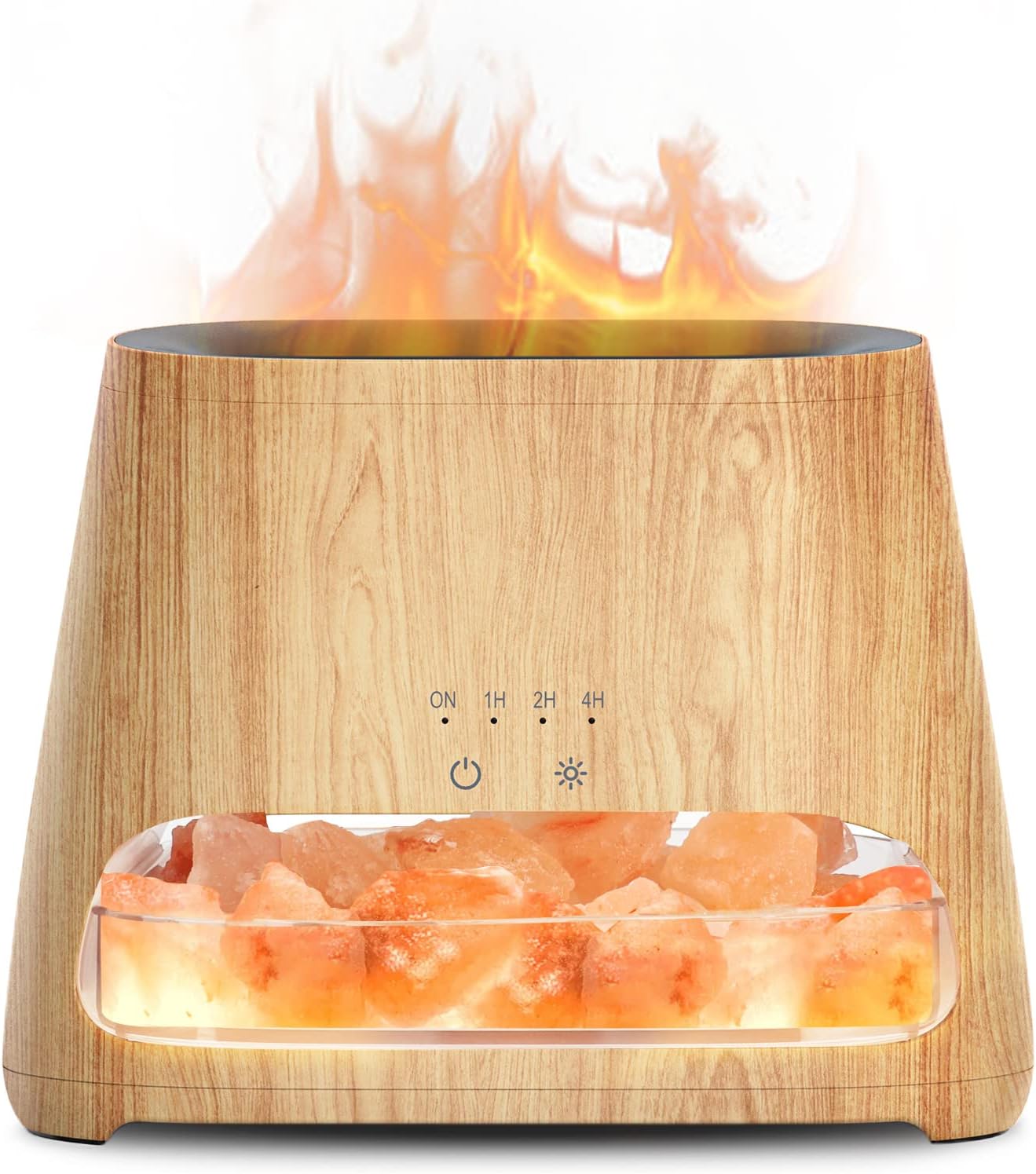 SALKING 2-in-1 Humidificador Aceites Esenciales & Lámpara de Terapia de Sal del Himalaya Natural, Difusor Ultrasonico con 3 Brillos, 150 ml (Grano de Madera)