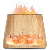 SALKING 2 in 1 Essential Oil Diffuser & Lamp 100% Pure Himalayan Salt, Ultrasonic Aromatherapy with Flame Effect Light, Humid