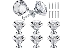 QUIIEOSKIA 8 Stück Möbelknöpfe Kristall, Griffe Möbel Kristall, Schubladengriffe Sristall, Garderobe Ziehgriffe Möbelgriff Griffe Knöpfe - 30mm