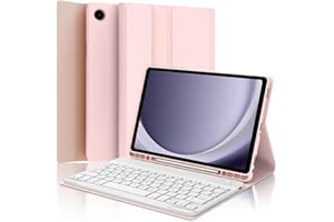 SENGBIRCH Tastiera Italiano Samsung Galaxy Tab A9+ 11", Custodia con Tastiera Samsung Galaxy Tab A9 Plus, Samsung Galaxy Tab A9+ Cover con Tastiera, Tastiera Bluetooth Wireless & Slim Smart Cover, Rosa Chiaro