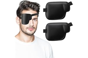 Bewudy 2 naszywki na oczy dla dorosłych i dzieci, opaska na oczy 3D, czarna, regulowana opaska na oczy do leniwego niedowidzenia zeza i po operacji (prawe oko)