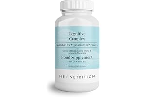 Hey Nutrition Cognitive Complex Supplement - Ginkgo Biloba, Lion’s Mane & Natural L-Theanine - Supports Mental Performance, Memory, and Psychological Function - UK Manufactured - 60 Vegan Capsules