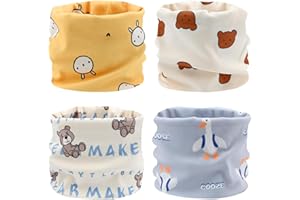 FADCAER 4 Pieces Kids Snood Kids Neck Warmer O Neck Warmer Super Soft Breathable Kids Scarf Stretchy Washable Warmer Design Toddler Snood for Unisex Baby Toddler to Teen Winter Autumn Spring
