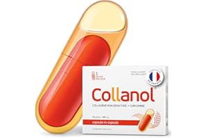 Collanol – innovation dans le soin des articulations saines Formule liquide dans une double capsule Collagène 3D + extrait micellaire de racines de curcuma 1 capsule/jour. (Paquet de 1)