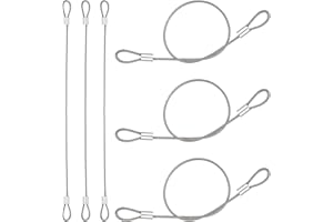 LARREL 6PCS Stainless Steel Cable with Loops, Rope Lanyard Lock Security Chains Stage Light Safety Cables Wire Ropes with Lock for Outdoor Gates Stage Lighting Luggage