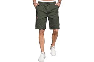 TARAINYA Cargo Short Homme éTé Coton Cordon de Serrage avec 6 Poches Taille Elastique Casual Short