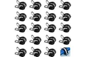 ALAHUGYEF 19 st Rostfri Slangklämma P-Clip, 13mm med Gummi Inlägg