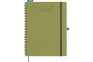 BEZEND Agenda 2026 Semainier Spirale A4 28 x 22 cm Agenda Scolaire Professionnel 2026 Planner A4, 18 Mois Du Juillet. 25 à Déc. 26, Couverture Souple en Cuir PU - Kiwi